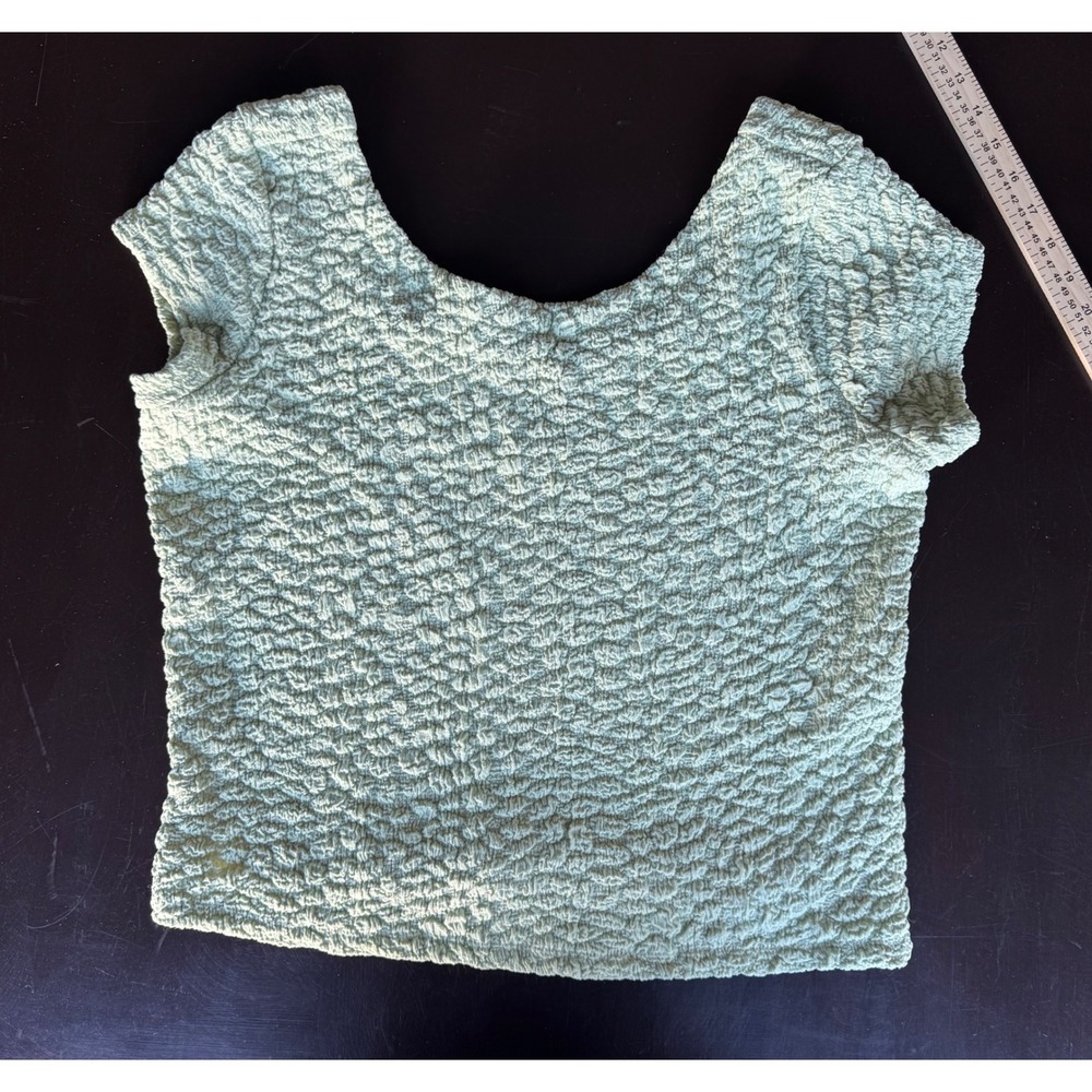Maeve by Anthropologie Sage Green Popcorn Textured Short Sleeve Top Large